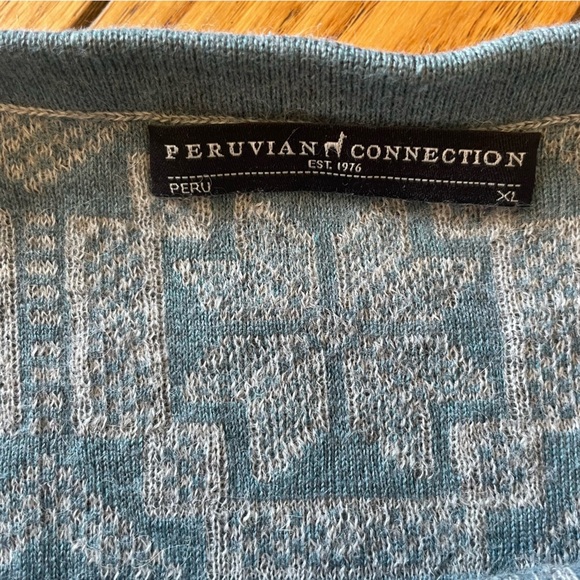 Peruvian Connection gray teal tribal Aztec print maximize skirt alpaca cotton - Picture 4 of 6